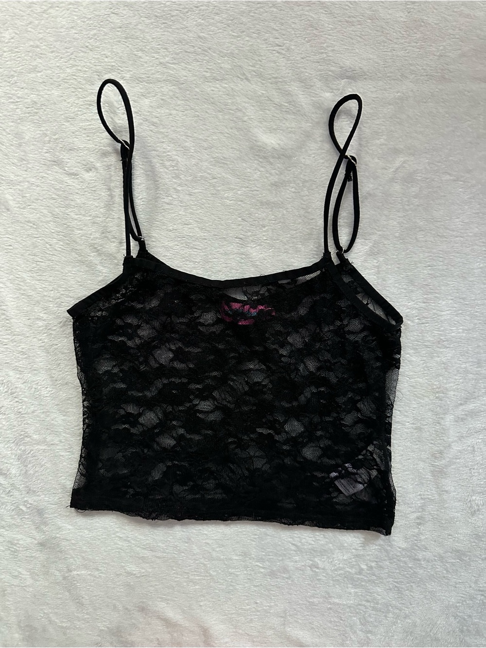 Edikted Gianna Sheer Lace Tank Top Black Size Small Floral Spaghetti Strap
